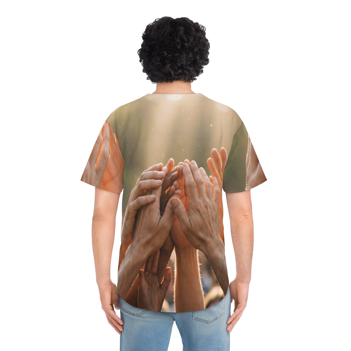 Men's Baseball Jersey - Golden Rays of Unity Wall Art |...