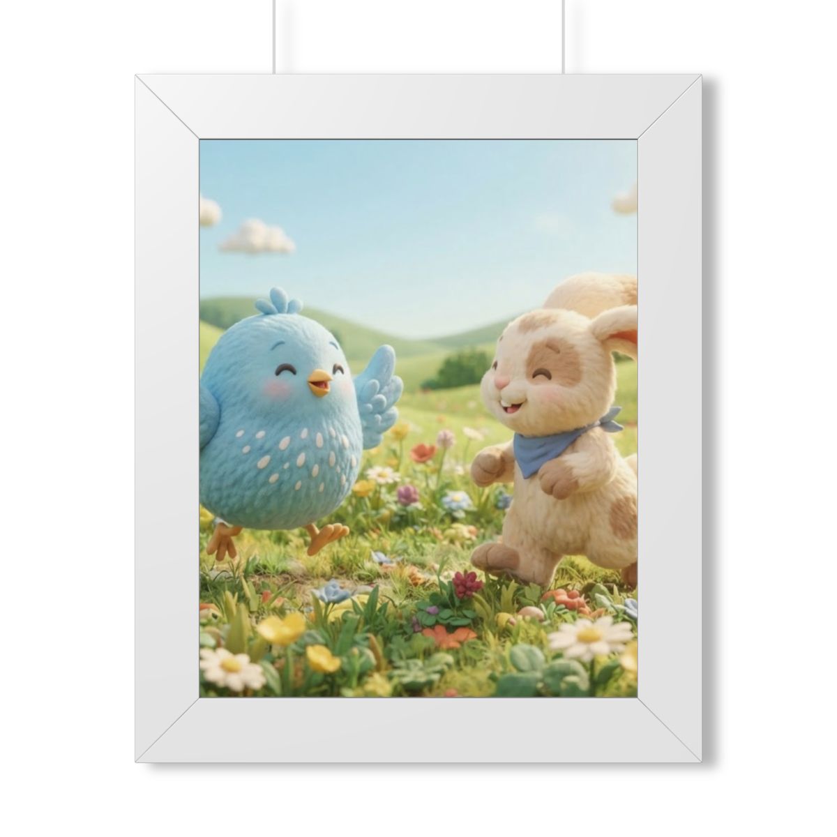 Framed Vertical Poster - Meadow Friends View — White (11×14...