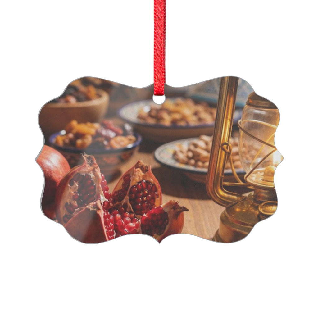 Acrylic Ornament - Festive Pomegranate Still Life | Echovira...