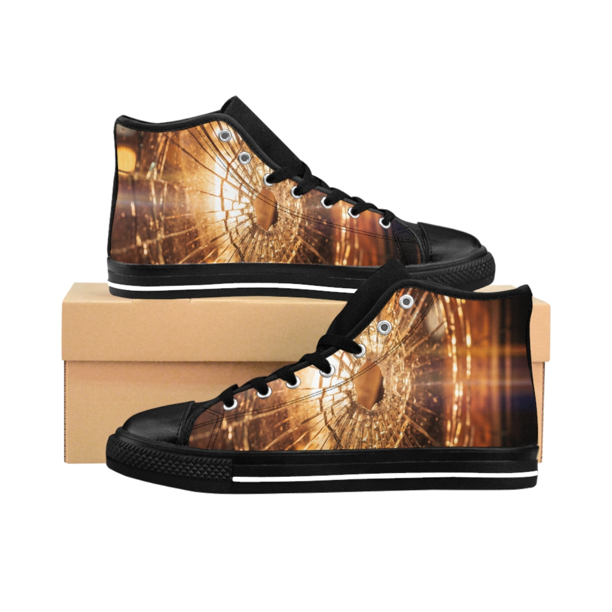 Women's Classic Sneakers - Shattered Glass Amber Glow Moody...