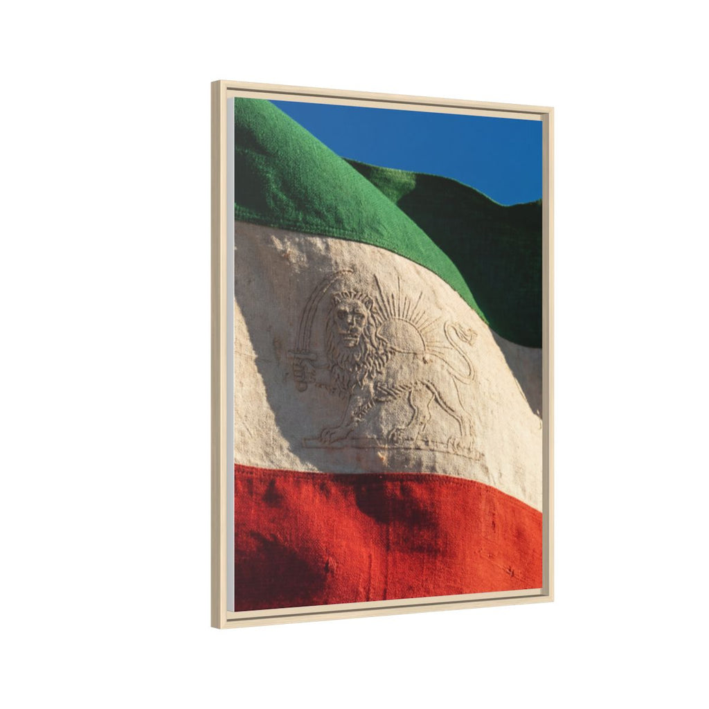 Framed Canvas Art - Distressed Flag — Natural / 1.25"