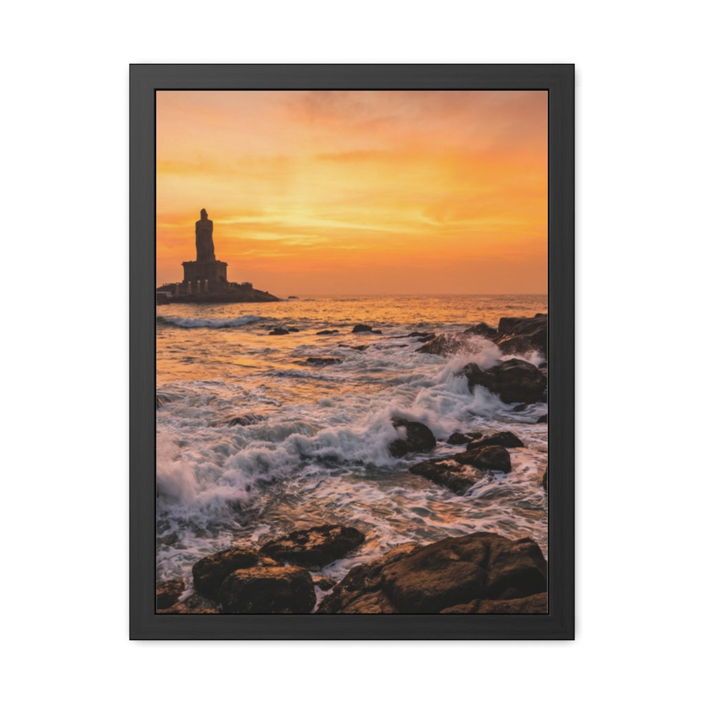 Framed Posters - Coastal Golden Glow — Portrait
