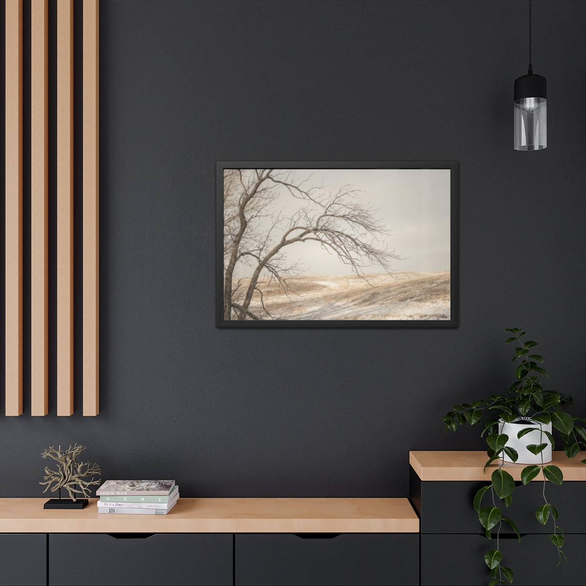 Framed Poster - Minimalist Winter Tree — Landscape