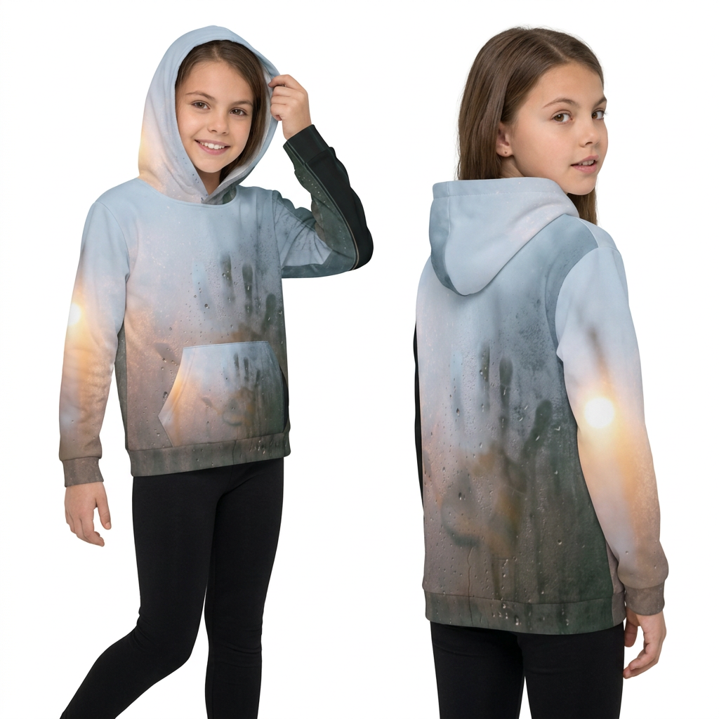 Children's Hoodie with Rainy Window Art