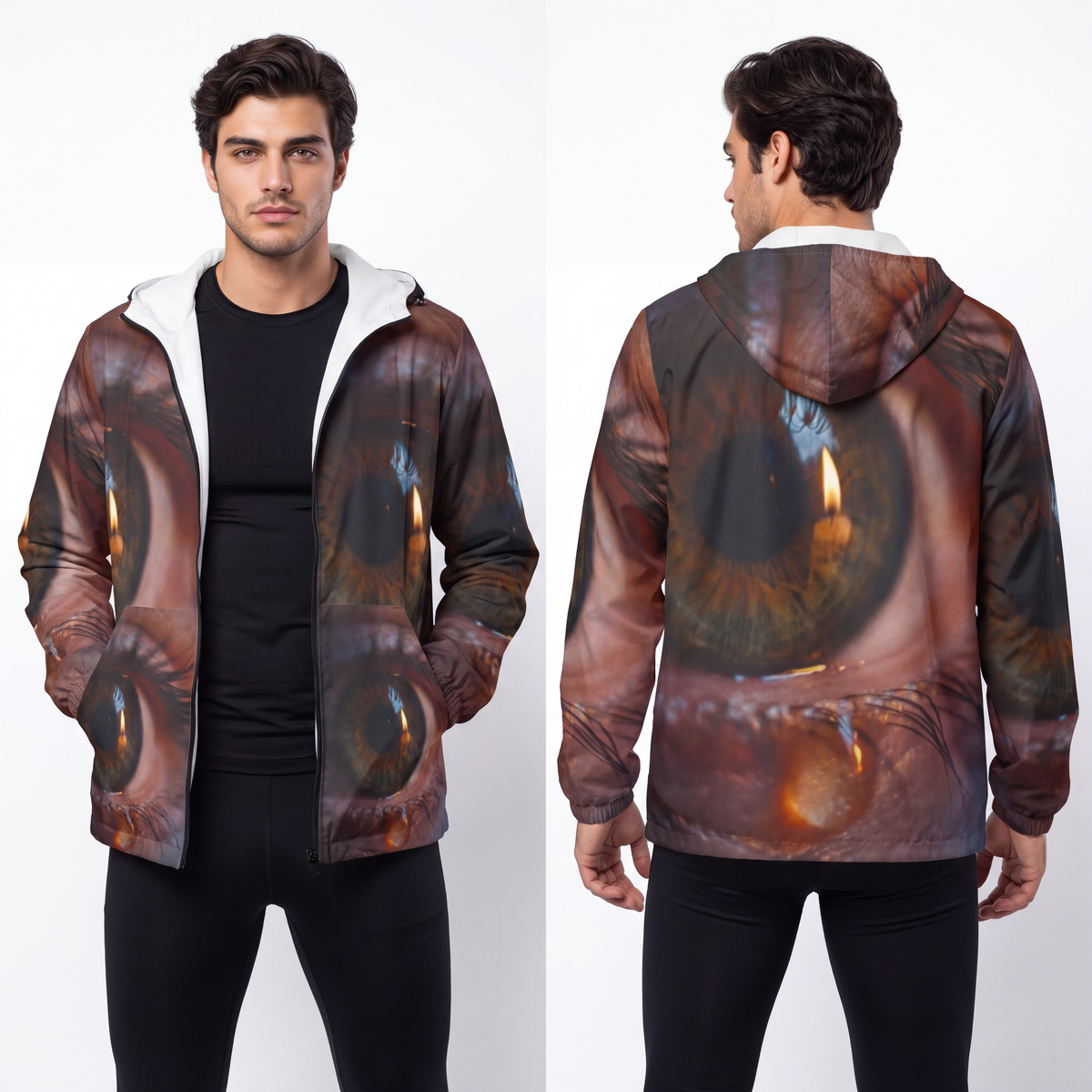Men's Unisex Windbreaker Jacket - Amber Iris Reflection Fine...