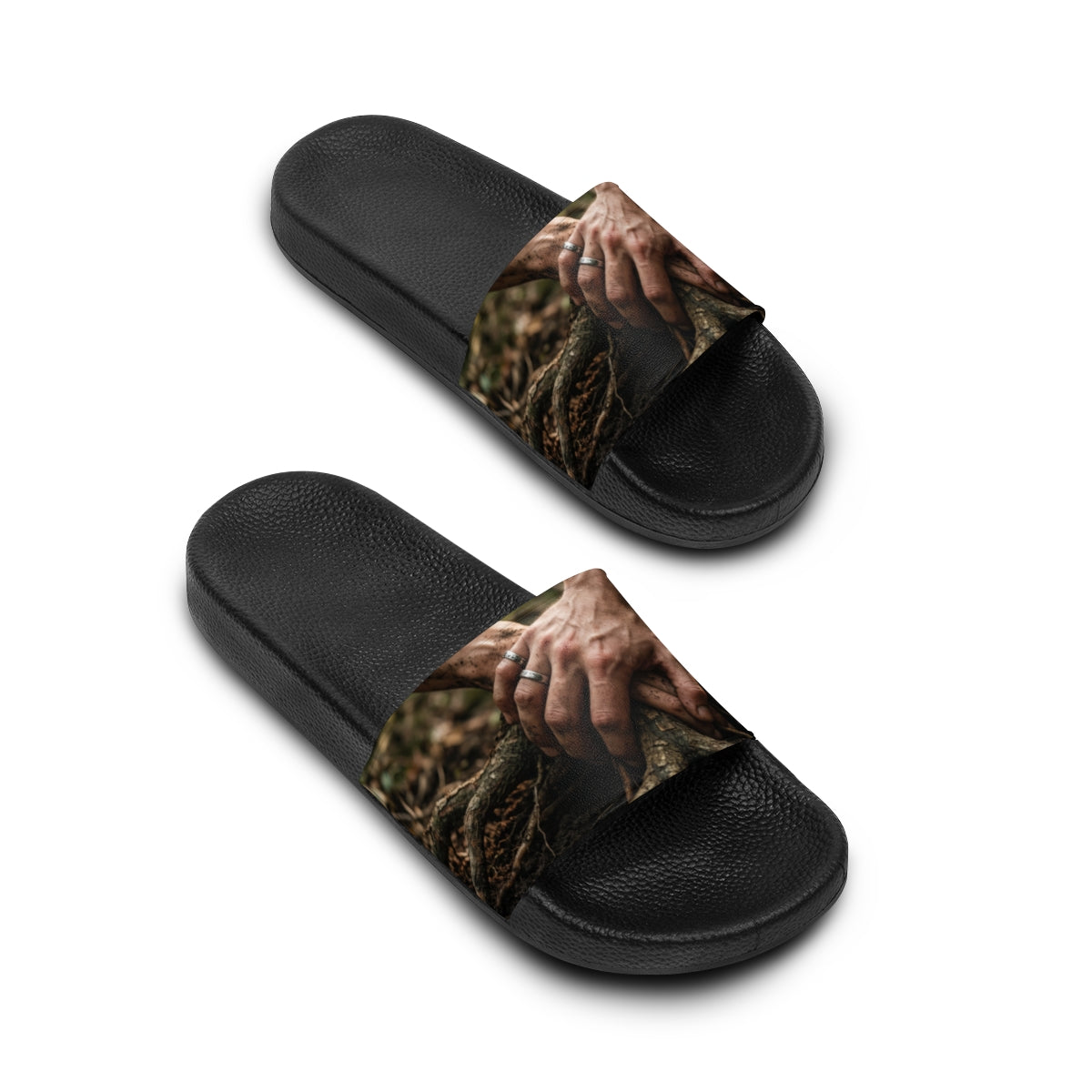 Men's Slide Sandals Forest Roots Art