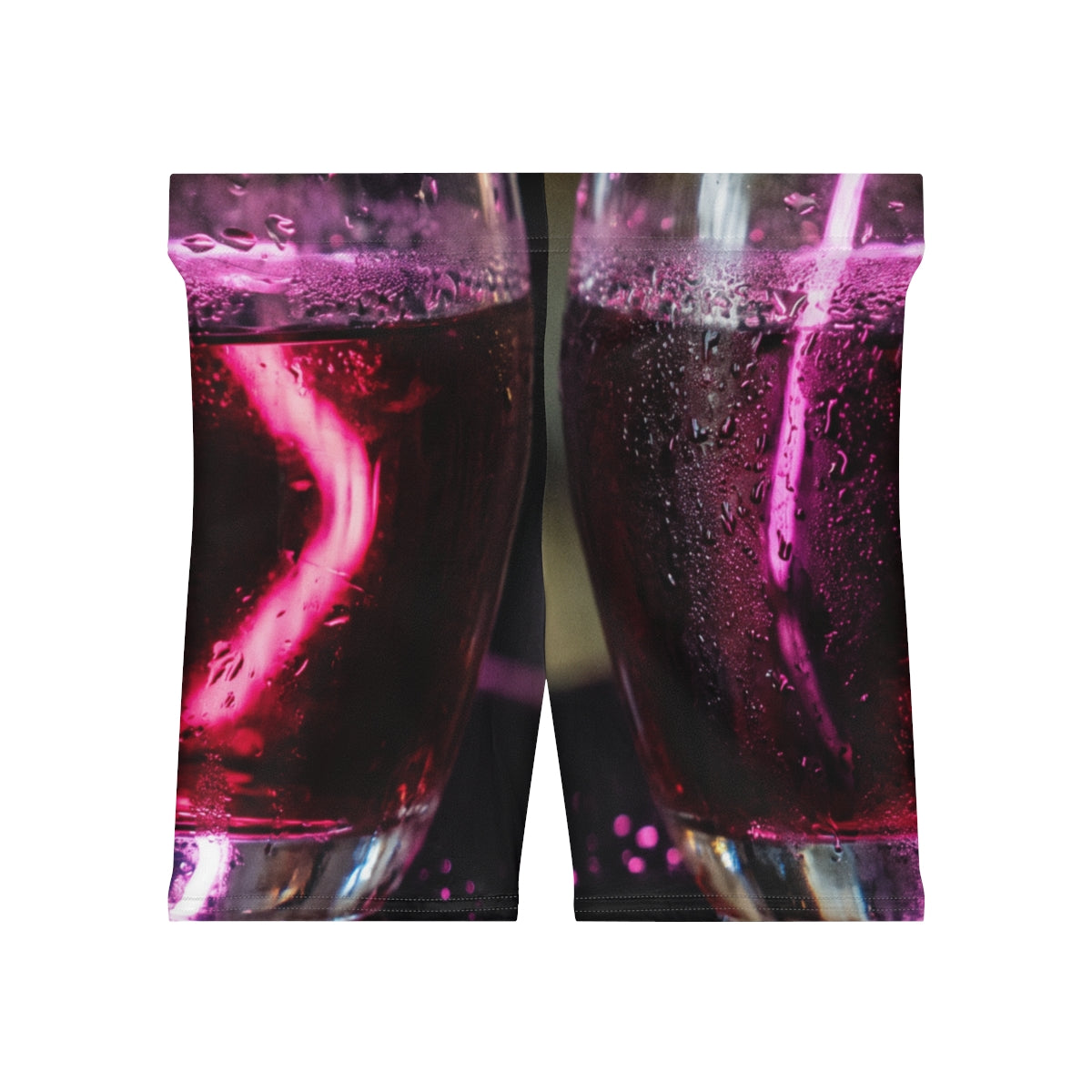 Women's Biker Shorts - Neon Magenta Cocktail Glass Night......