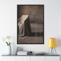 Framed Posters - Silent Shadow Covered Chair Art — Portrait...