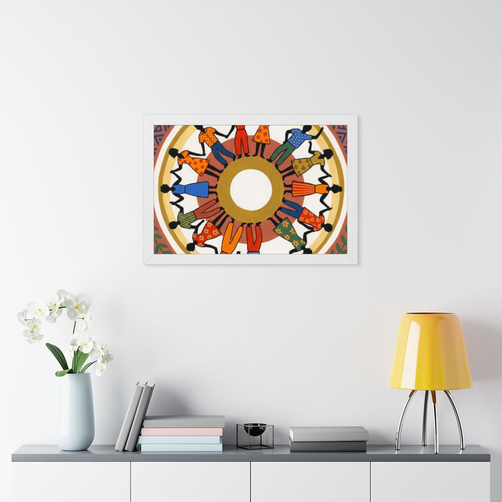 Framed Horizontal Poster - Unity Mandala Folk Art (14×11......