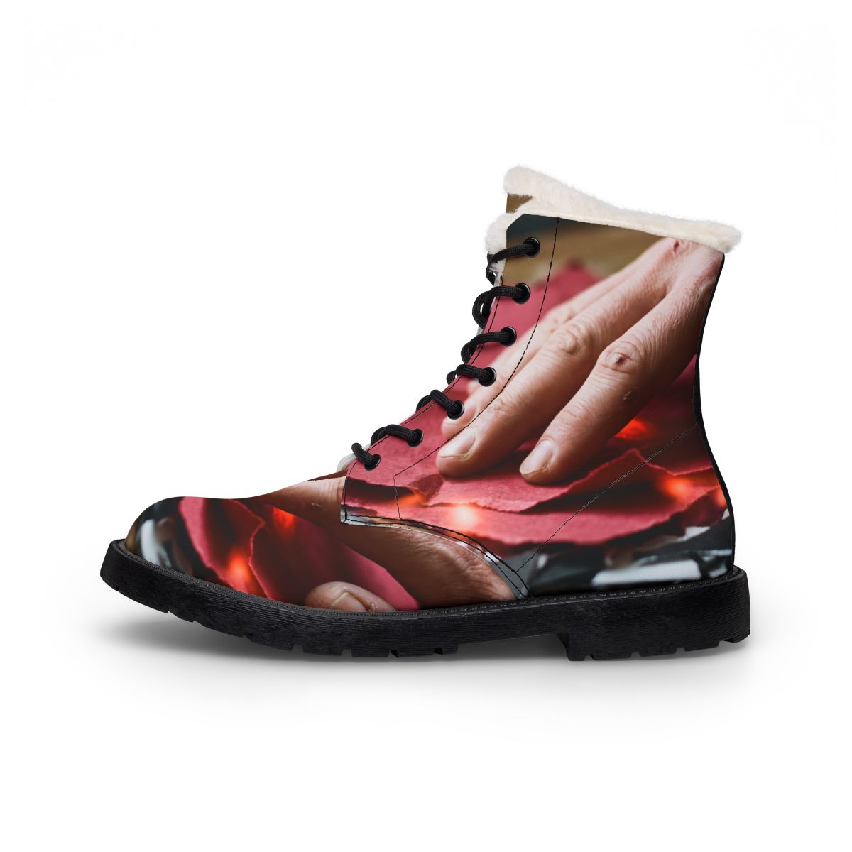 Women's Boots with Crimson Charcoal Still Life