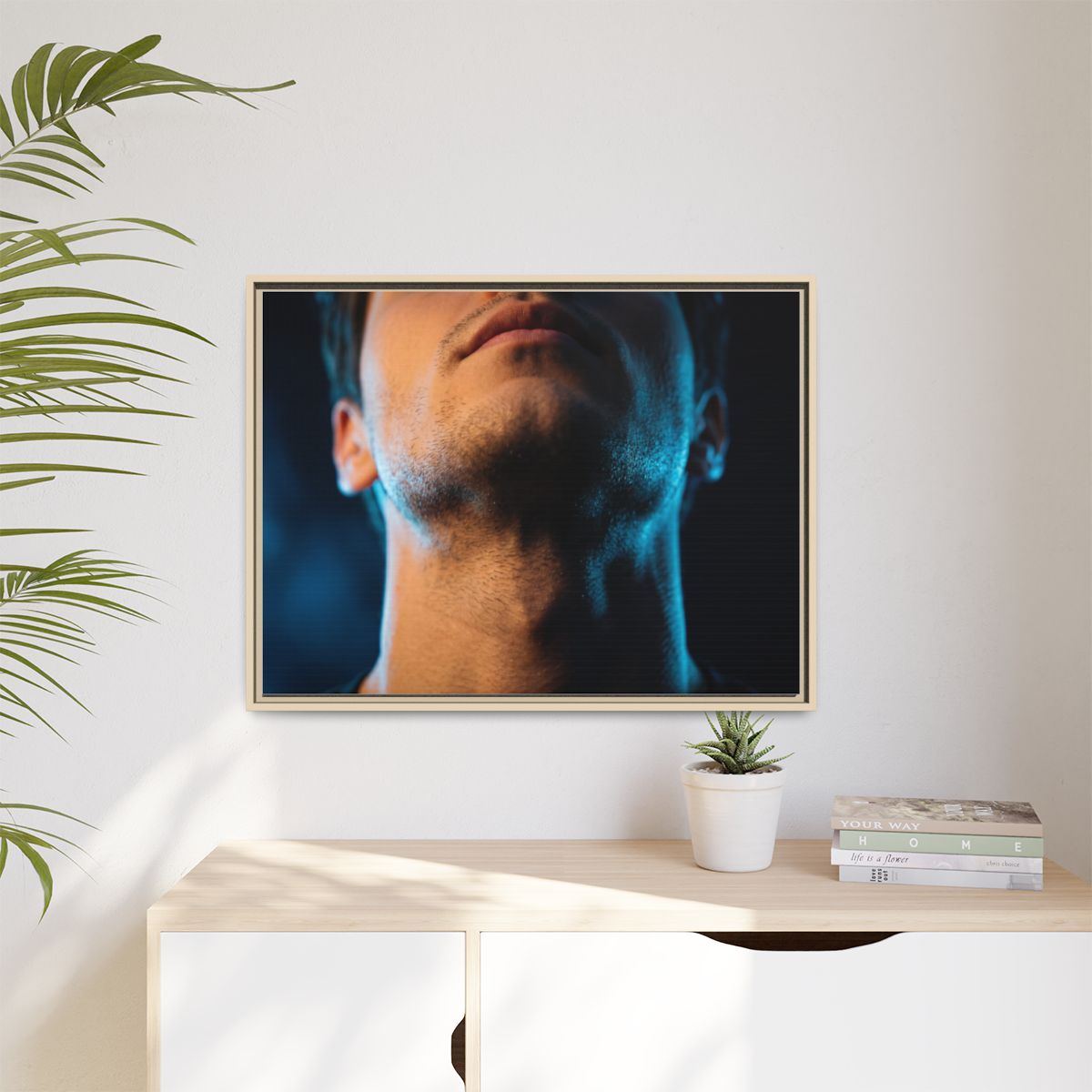 Matte Canvas, Framed - Neon Shadows Cinematic Portrait Art...
