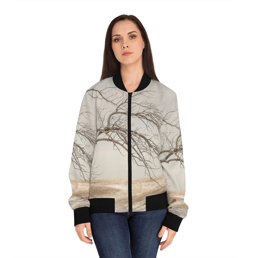 Women's Bomber Jacket - Winter Branch Solitude Landscape |...