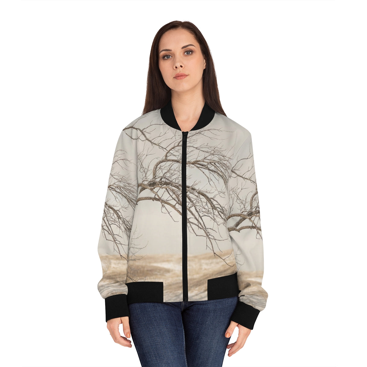 Women's Bomber Jacket - Winter Branch Solitude Landscape |...