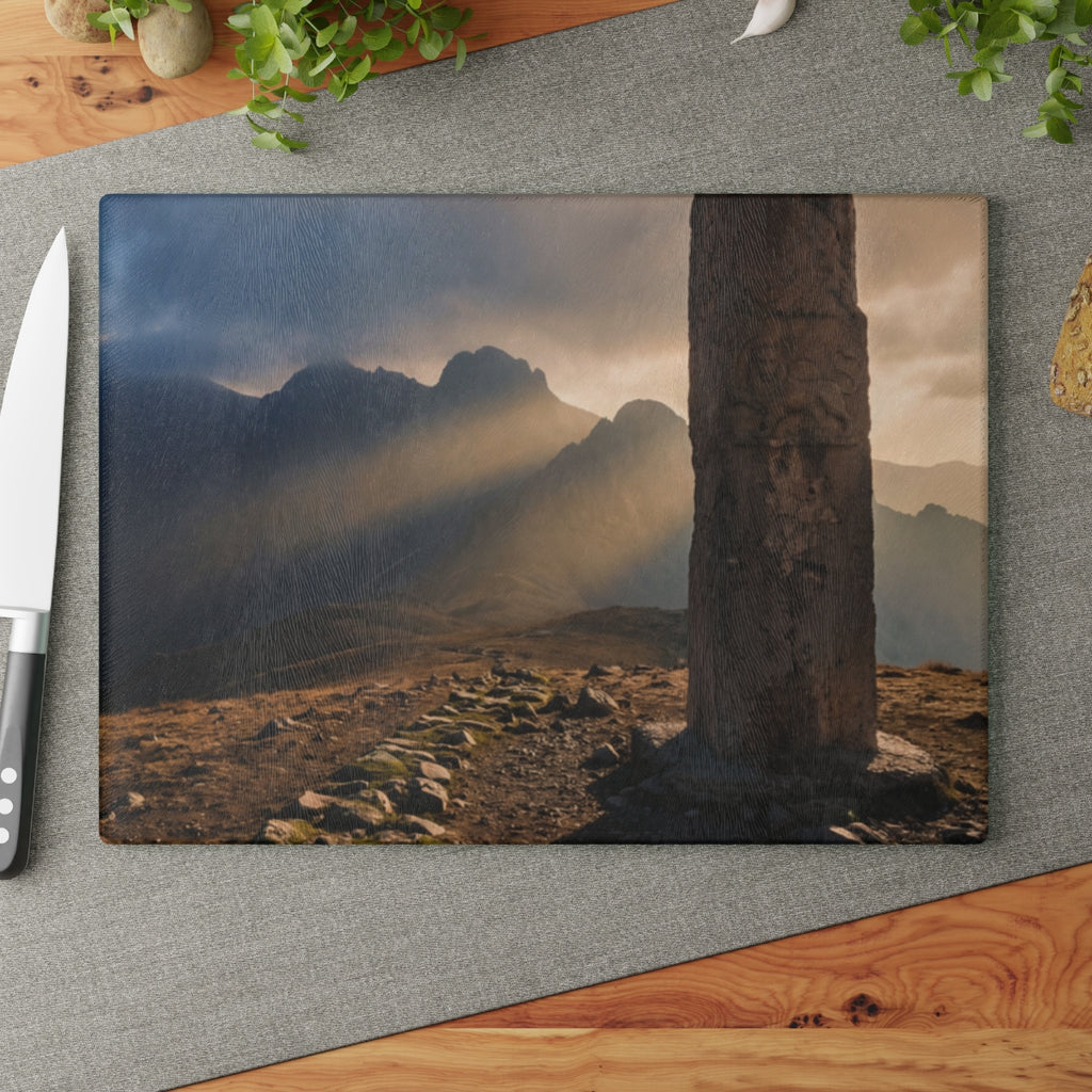 Glass Cutting Board - Mystic Peaks