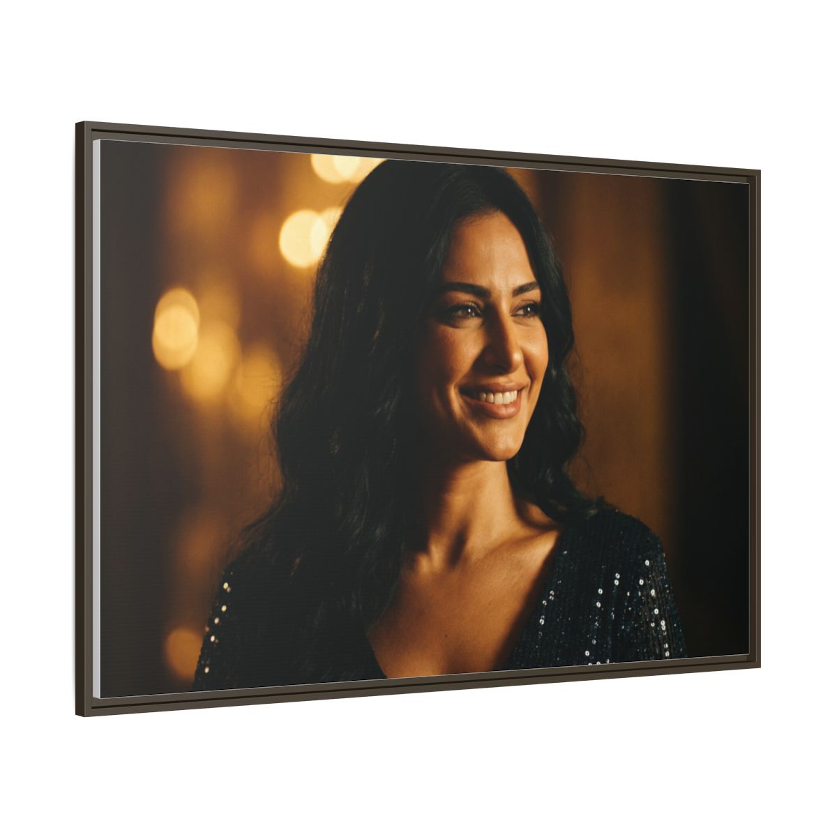 Framed Canvas Art - Golden Glamour — Espresso / 1.25"