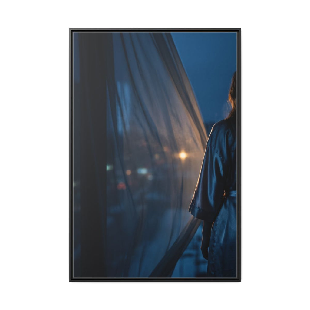 Matte Canvas, Framed - Nocturnal Solitude Silhouette — Black...