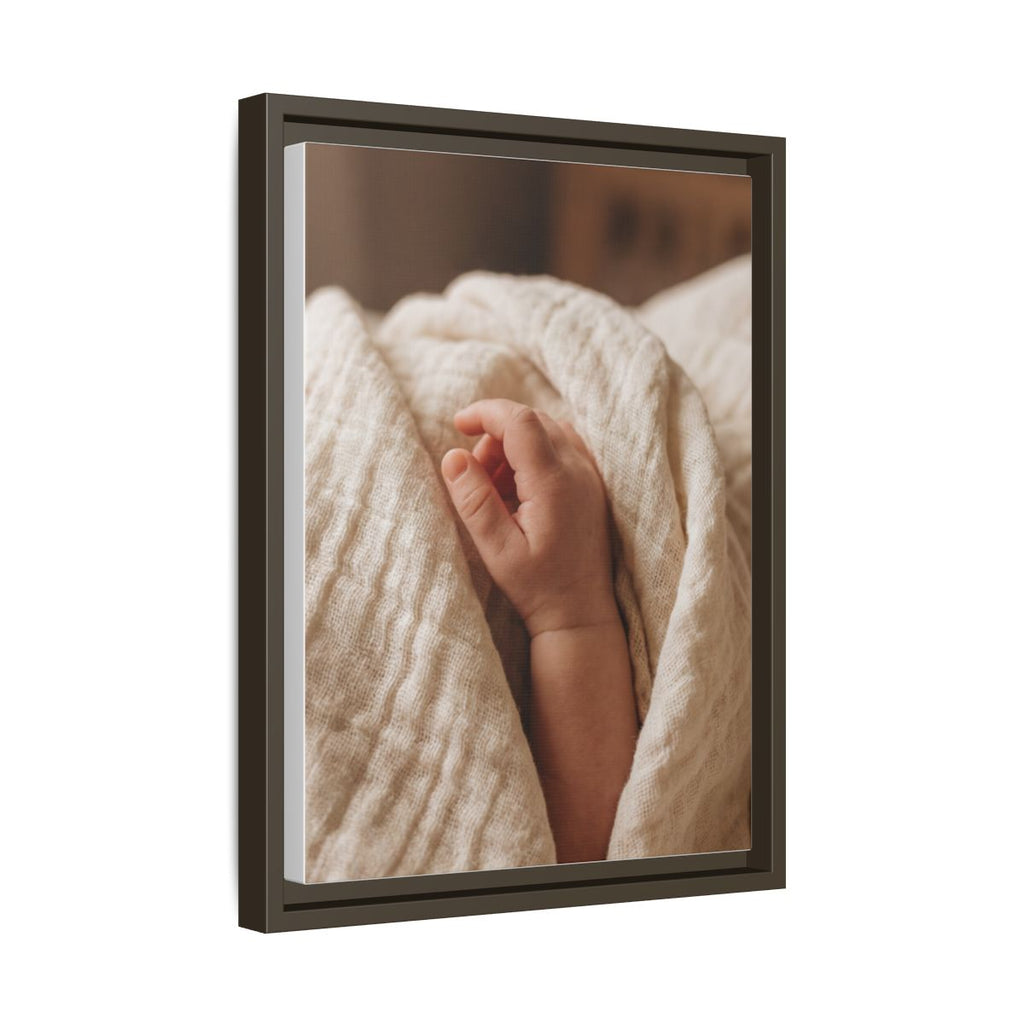 Framed Matte Canvas - Tender Newborn Hand (8×10, 9×12, 11×14, 12×16, 10×20, 12×18, 16×20, 16×24, 18×24, 12×36, 20×24, 16×32, 20×30, 24×30, 24×32, 16×48, 24×36, 24×48, 30×40, 20×60, 32×48, 30×60 & 40×60)
