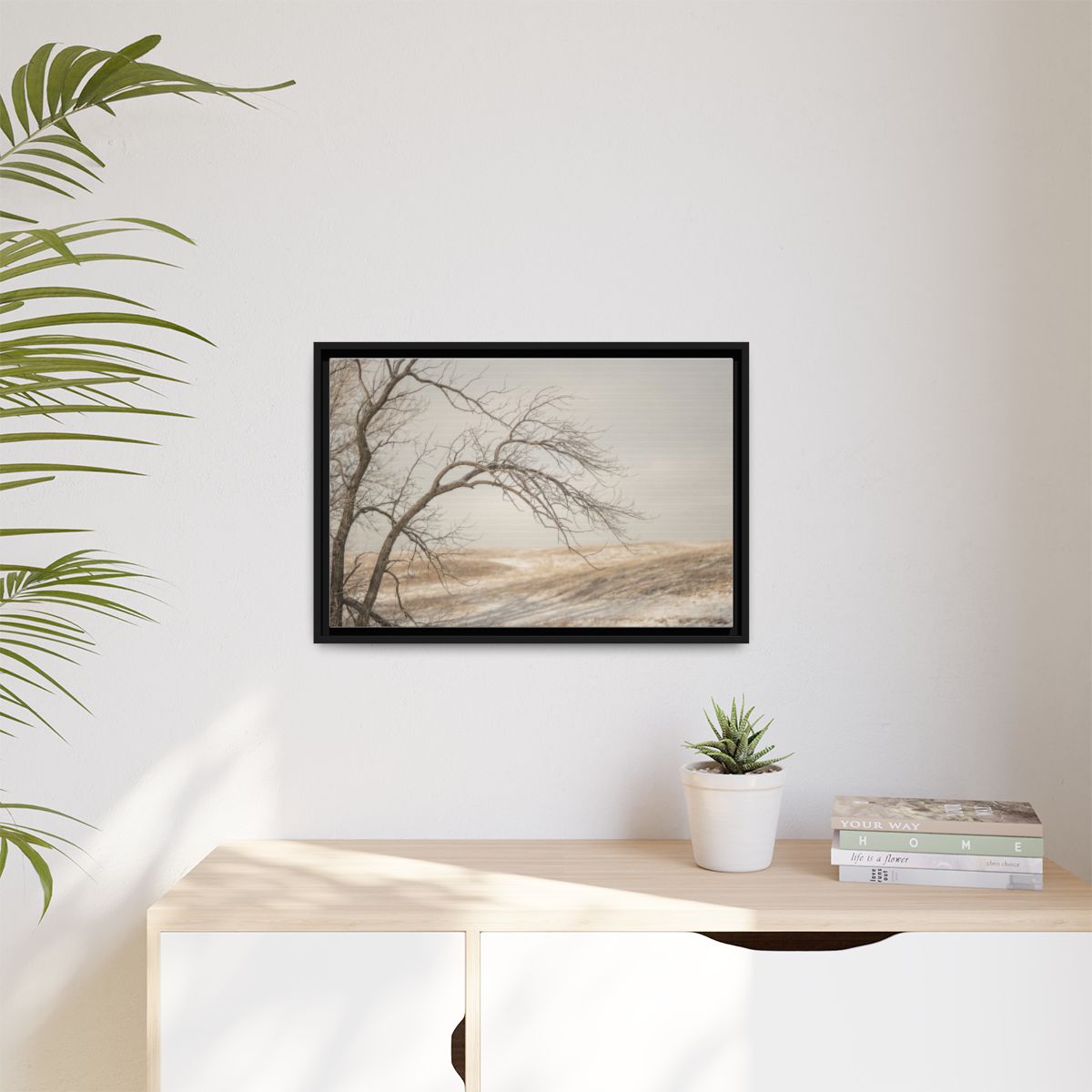 Matte Canvas, Framed - Winter Branch Solitude Landscape —......