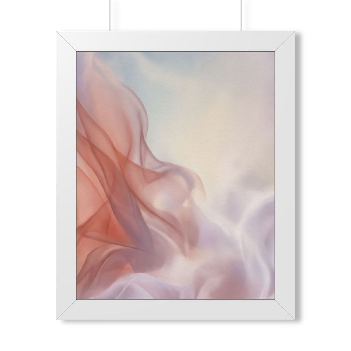 Framed Vertical Poster - Ethereal Silk Flow Pastel... |...