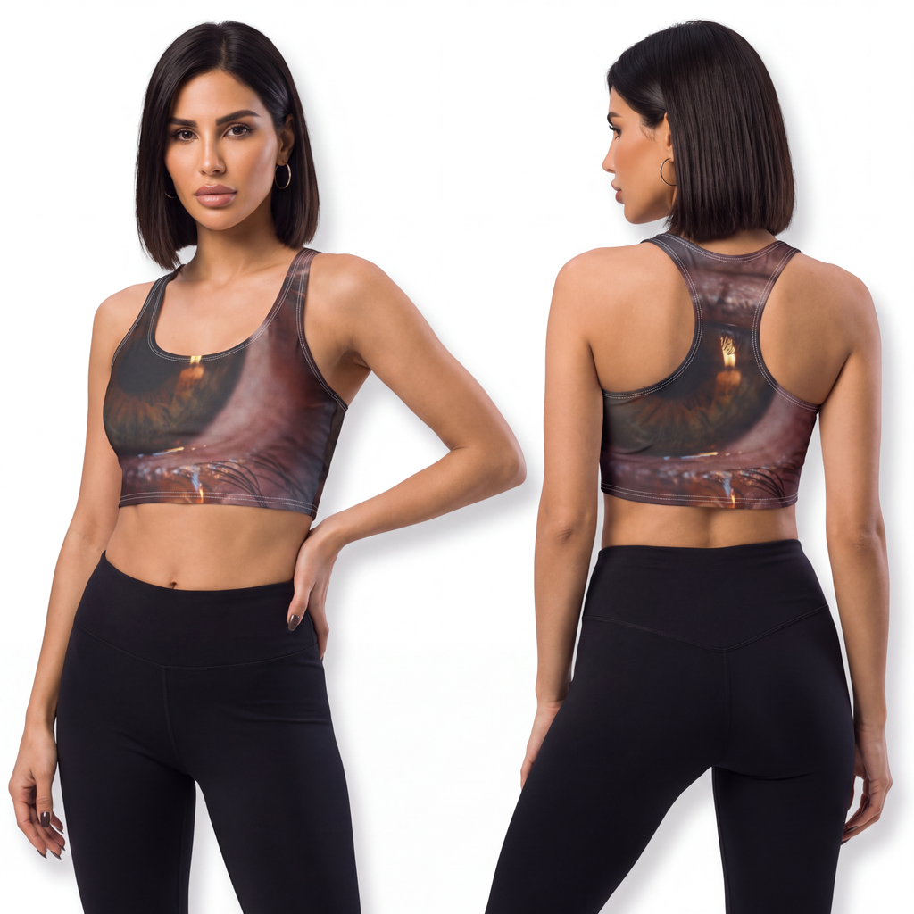 Polyester Sports Bra - Amber Iris Reflection Fine Art Print...