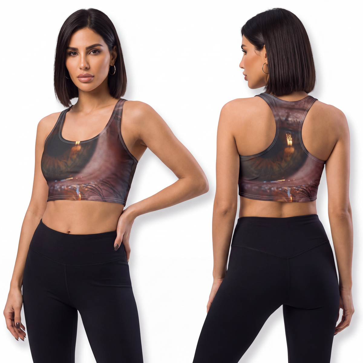 Polyester Sports Bra - Amber Iris Reflection Fine Art Print...