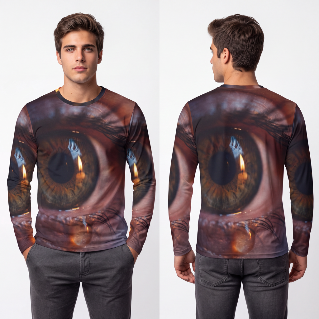 Men's Long Sleeve Shirt - Amber Iris Reflection Fine Art......