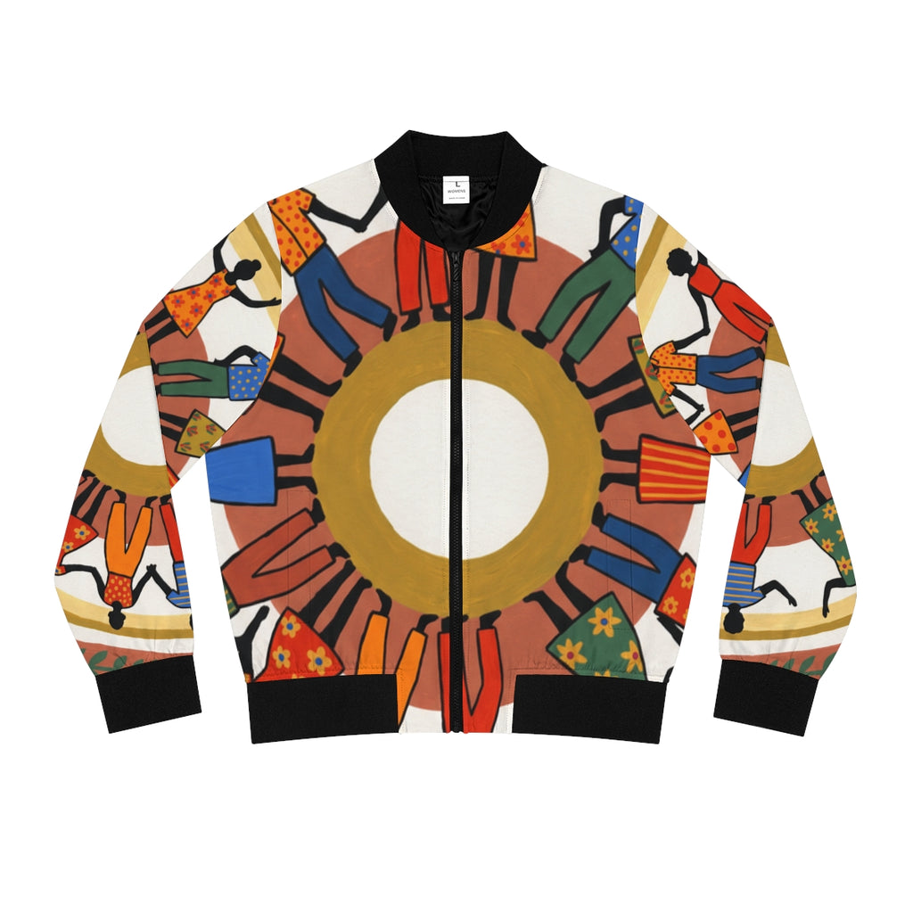 Women's Bomber Jacket - Unity Mandala Folk Art | Echovira...