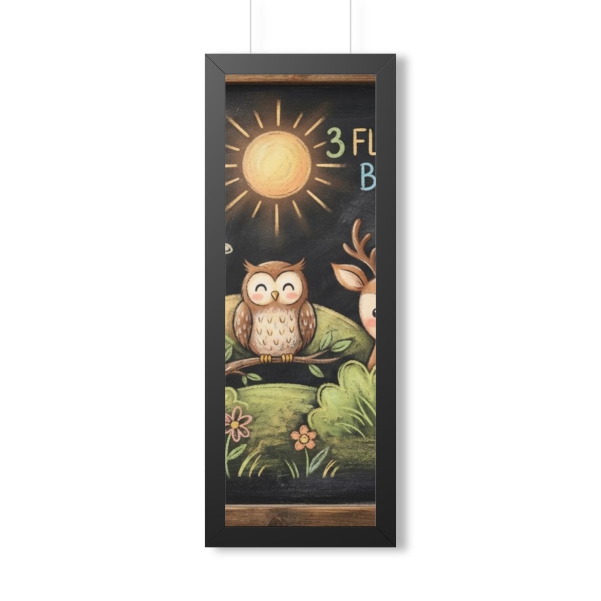 Framed Vertical Poster - Woodland Friends Meadow — Black......