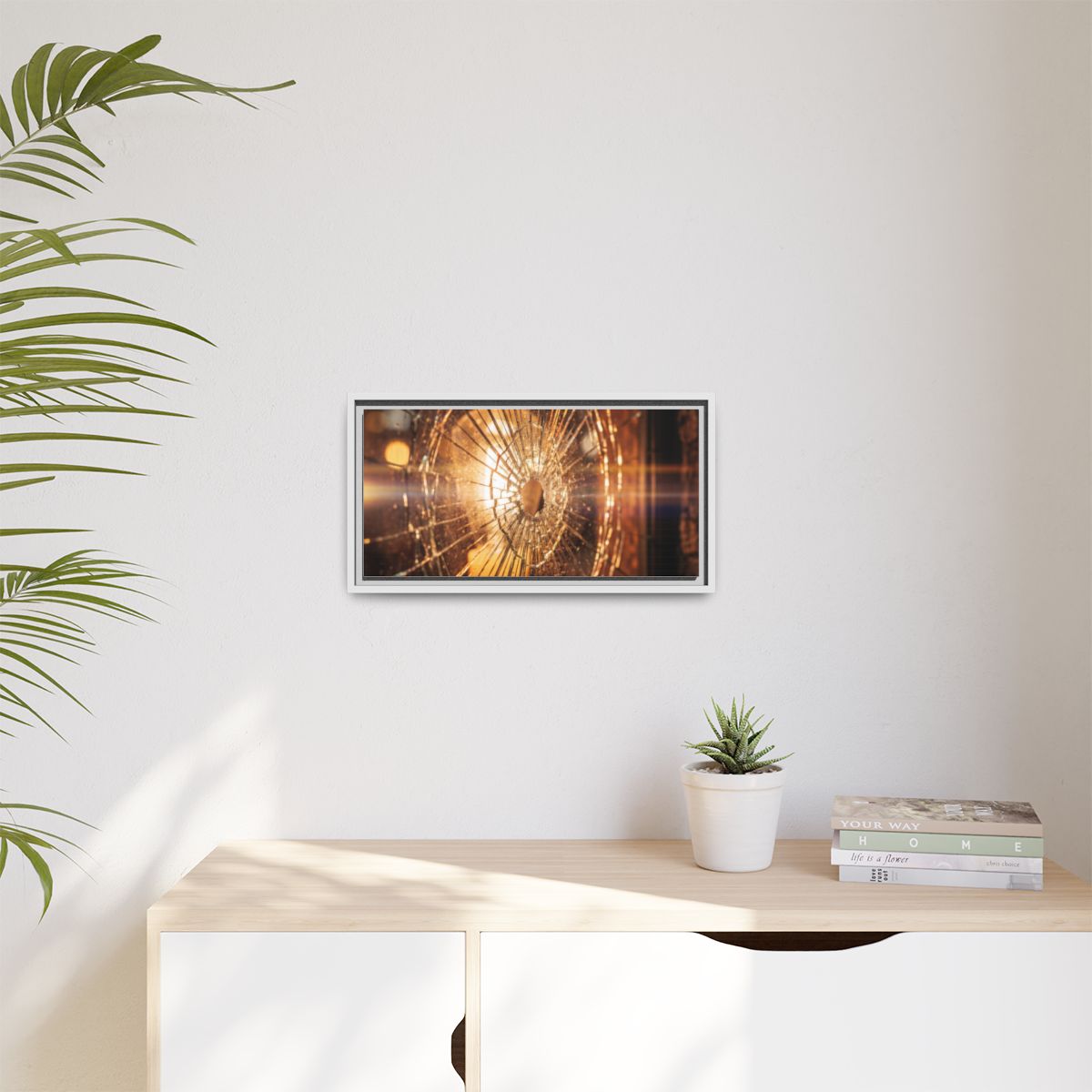 Matte Canvas, Framed - Golden Fractured Art — White / 1.25"...