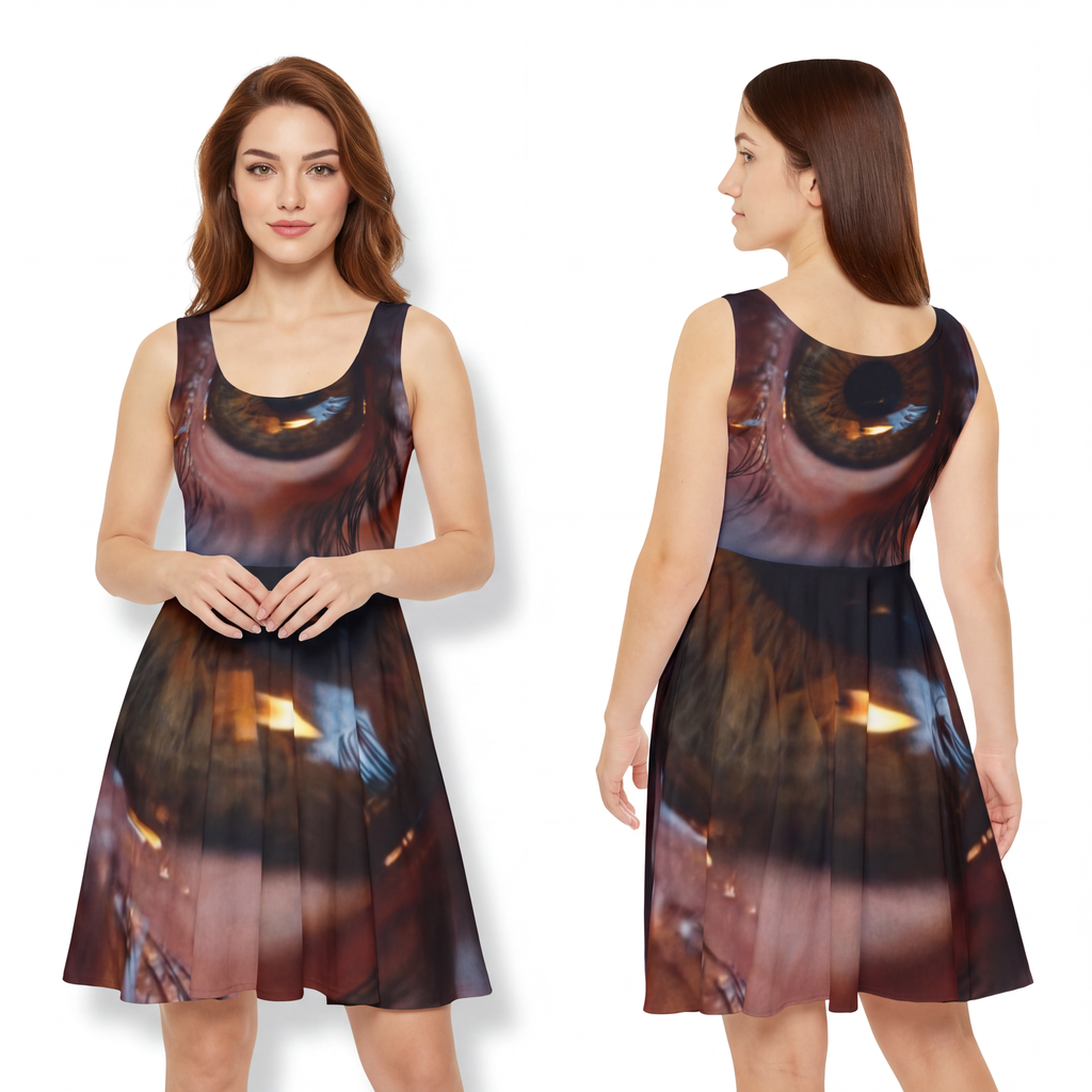 Women's Skater Dress - Amber Iris Reflection Fine Art Print...
