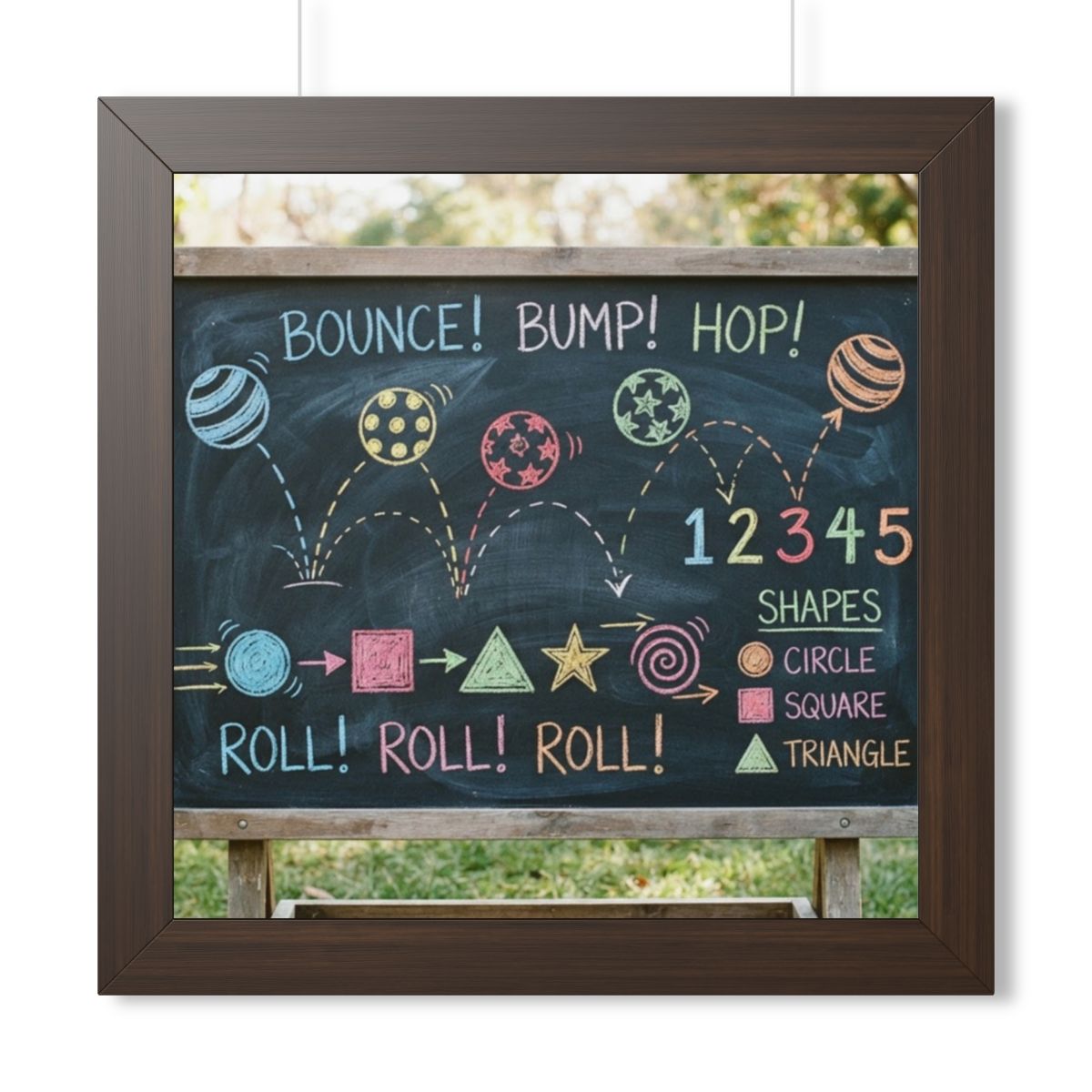 Framed Vertical Poster - Chalkboard Playground — Walnut... |...