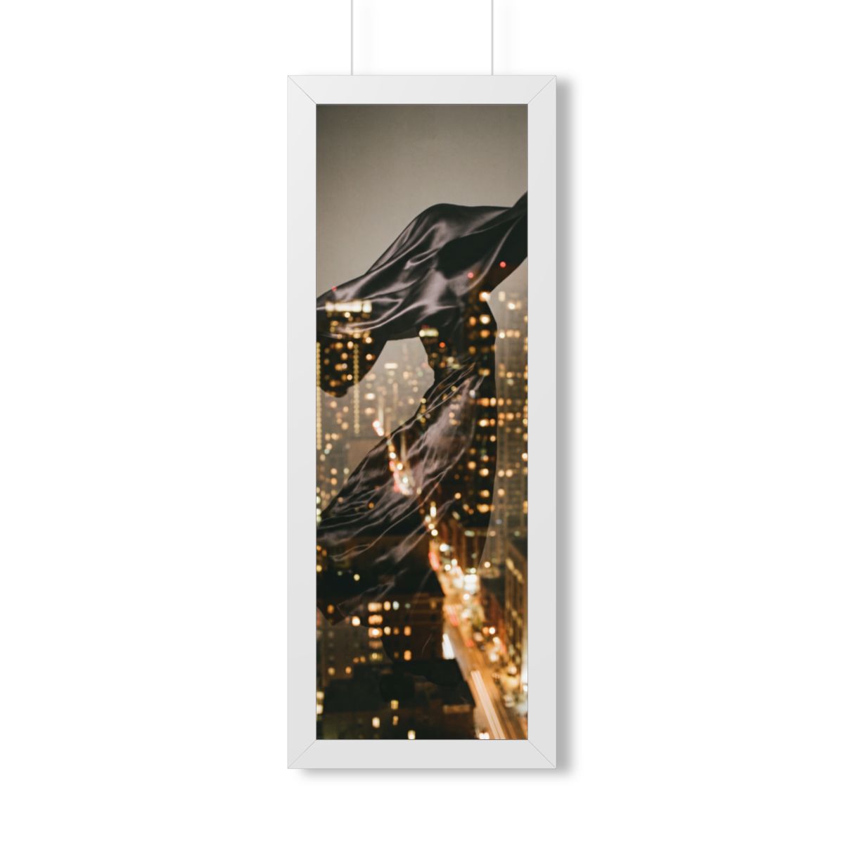 Framed Vertical Poster - Nocturnal City Metamorphosis Art —...
