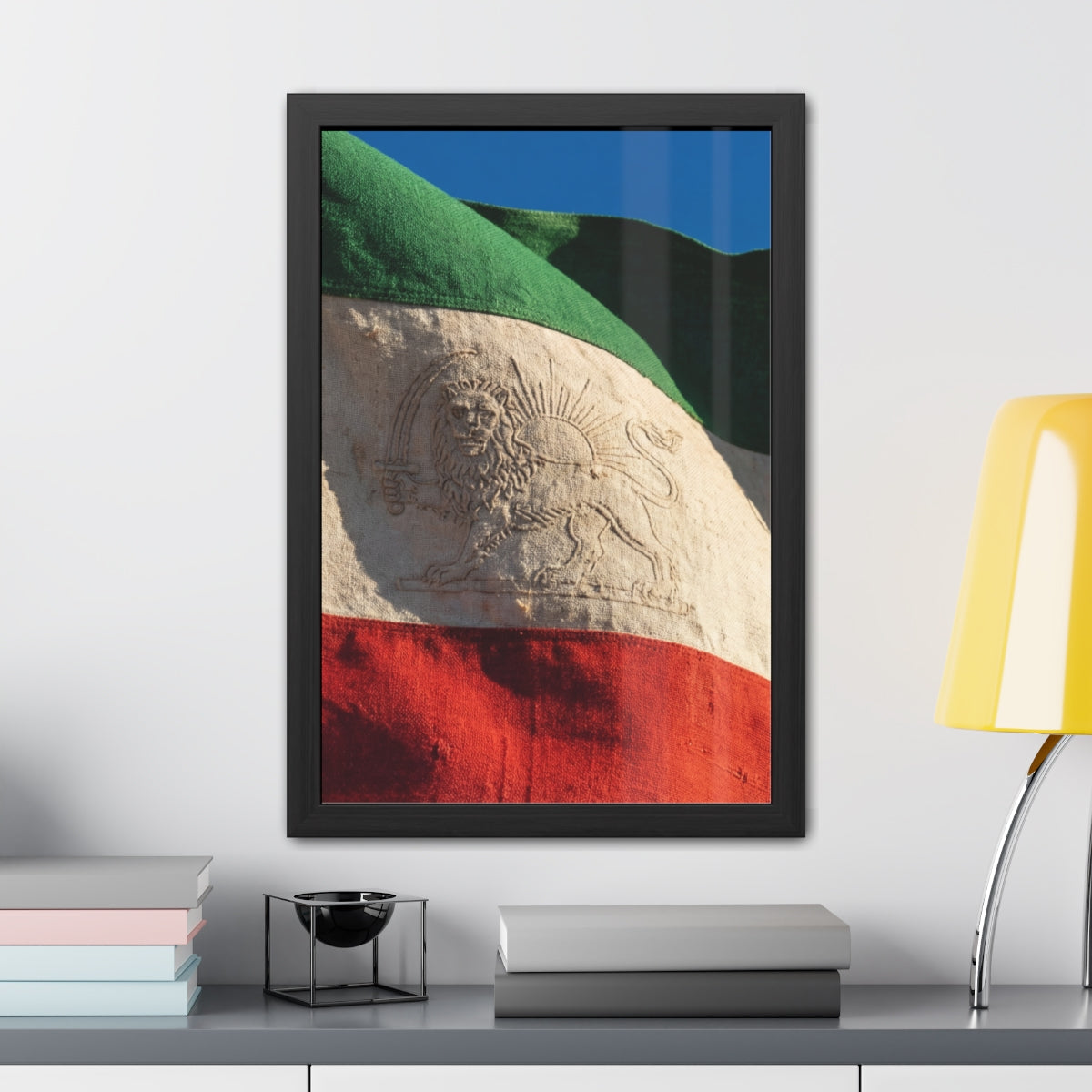 Framed Posters - Vintage Persian Lion and Sun Heritage Flag...