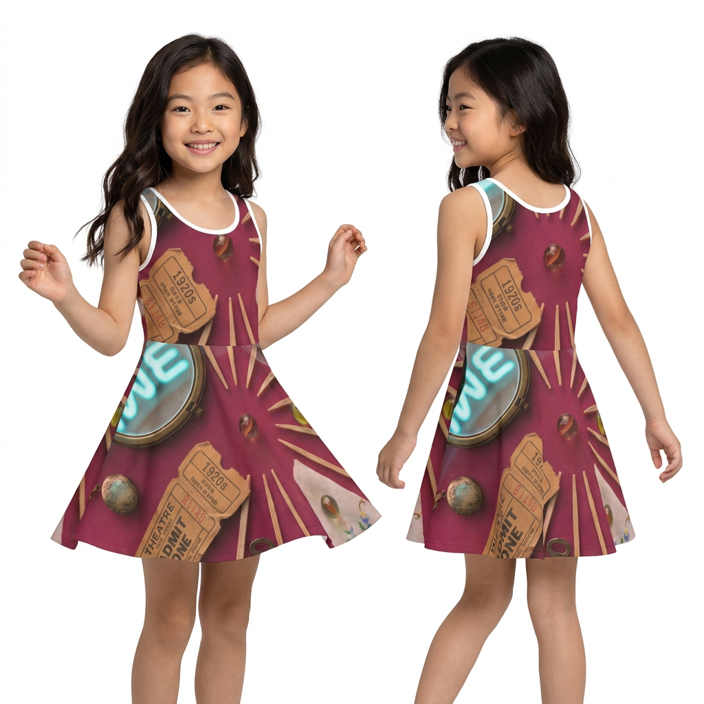Vestido veraniego niña con reliquias y arte neón