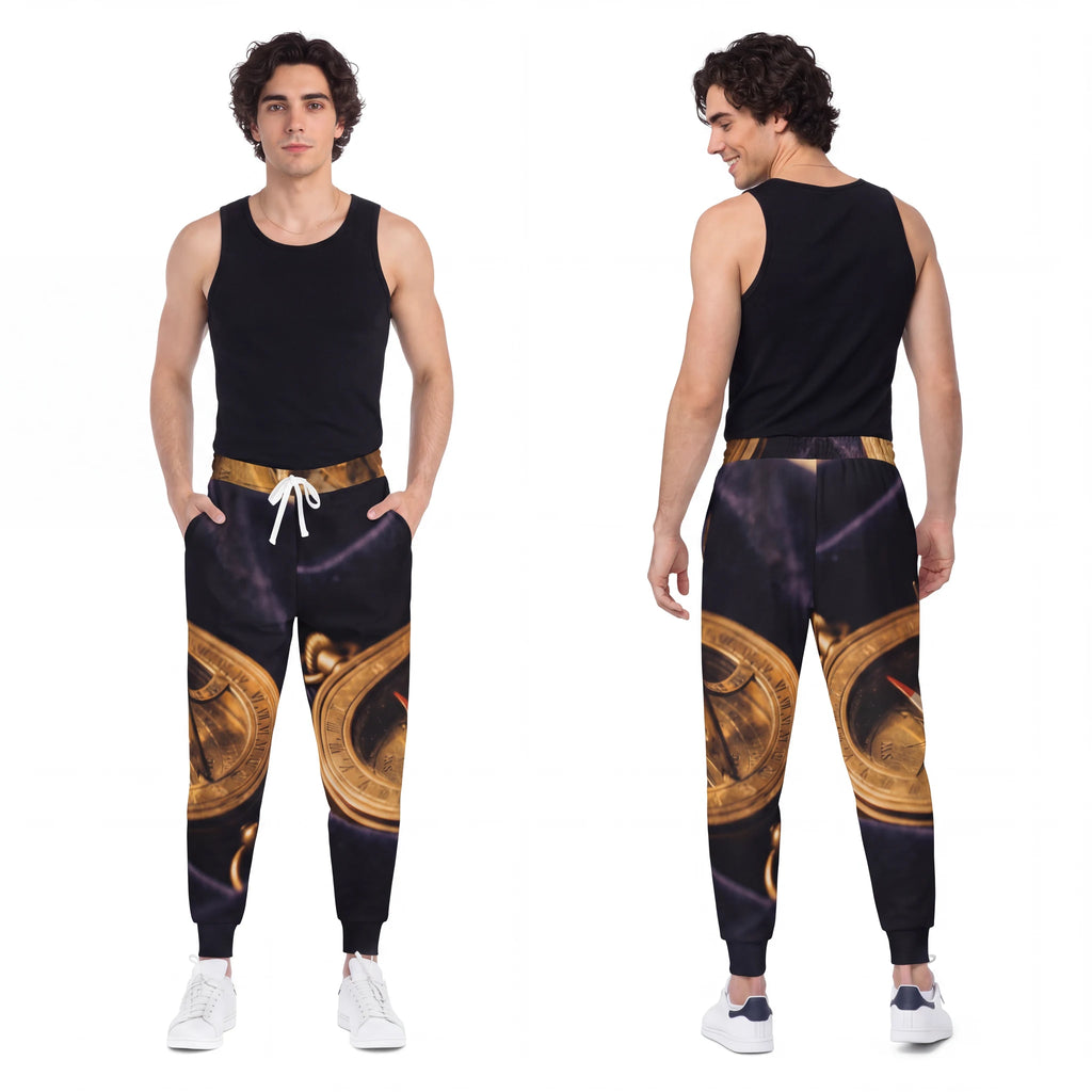 Men's Athletic Joggers with Vintage Brass Compass
