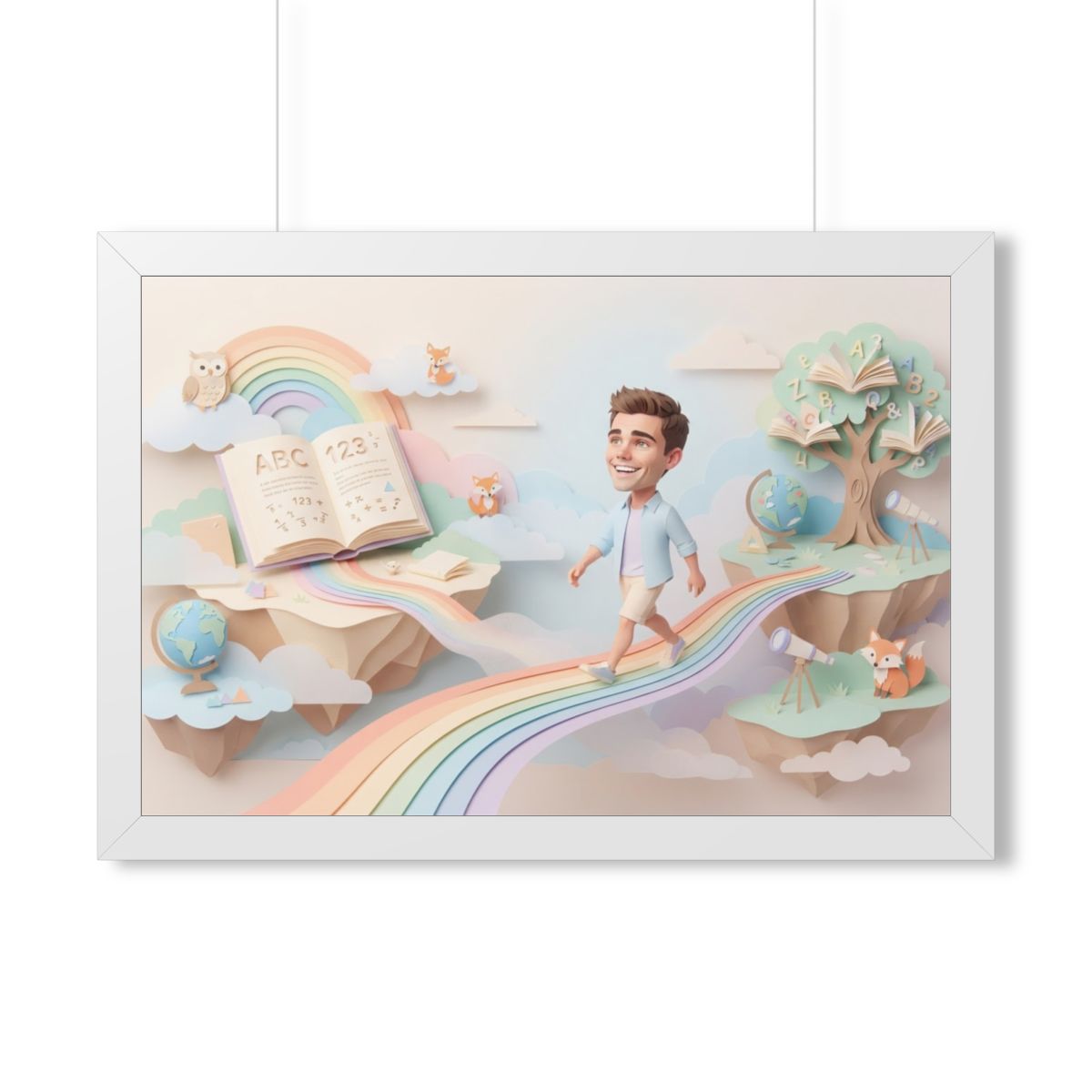 Framed Horizontal Poster - Rainbow Odyssey — White (14×11......