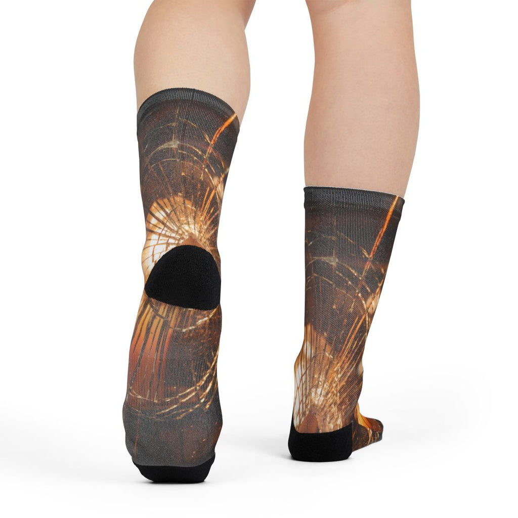Sublimation Crew Socks - Fractured Light Golden Hour Art |...