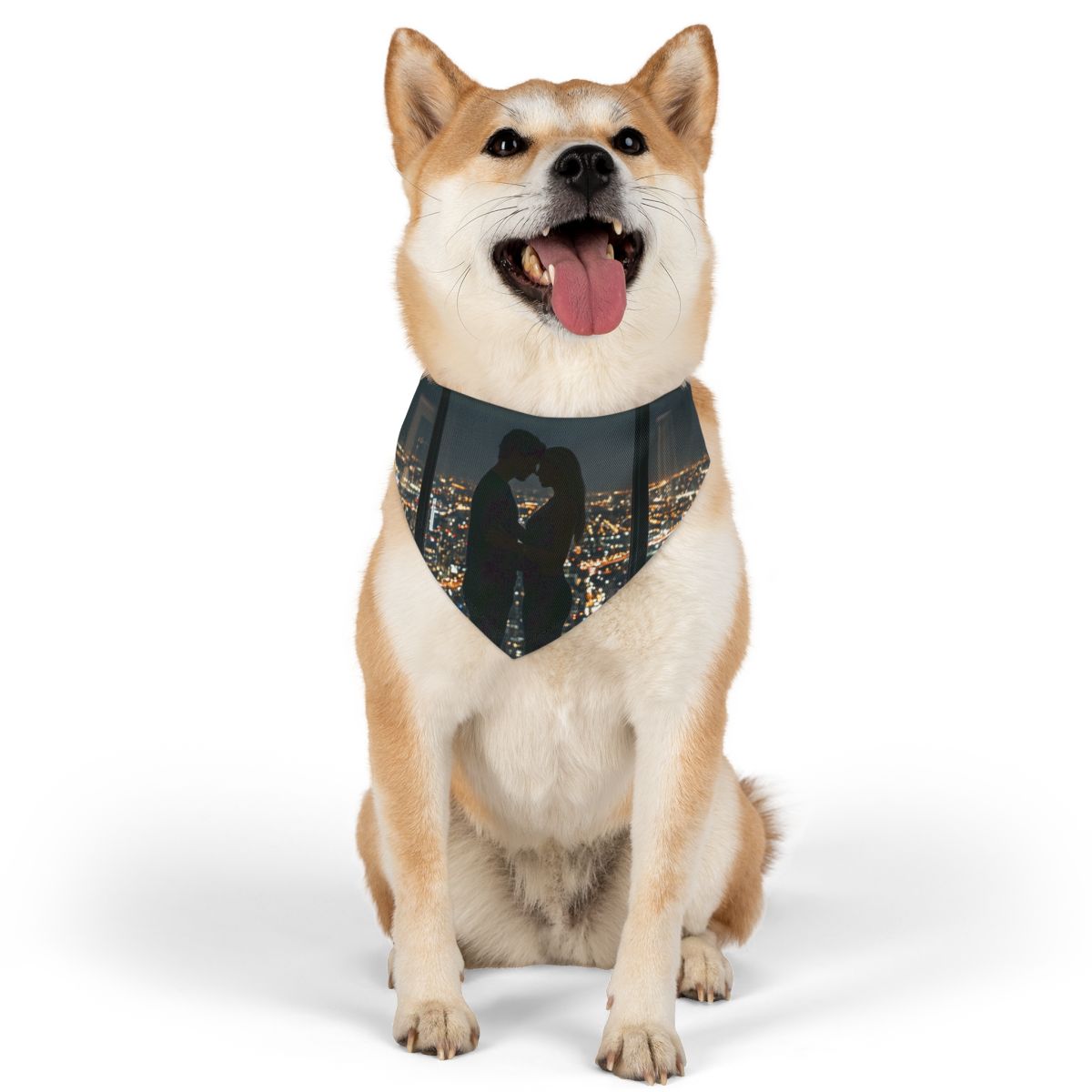 Pet Bandana Collar - City Lights Embrace Skyline Wall Art |...