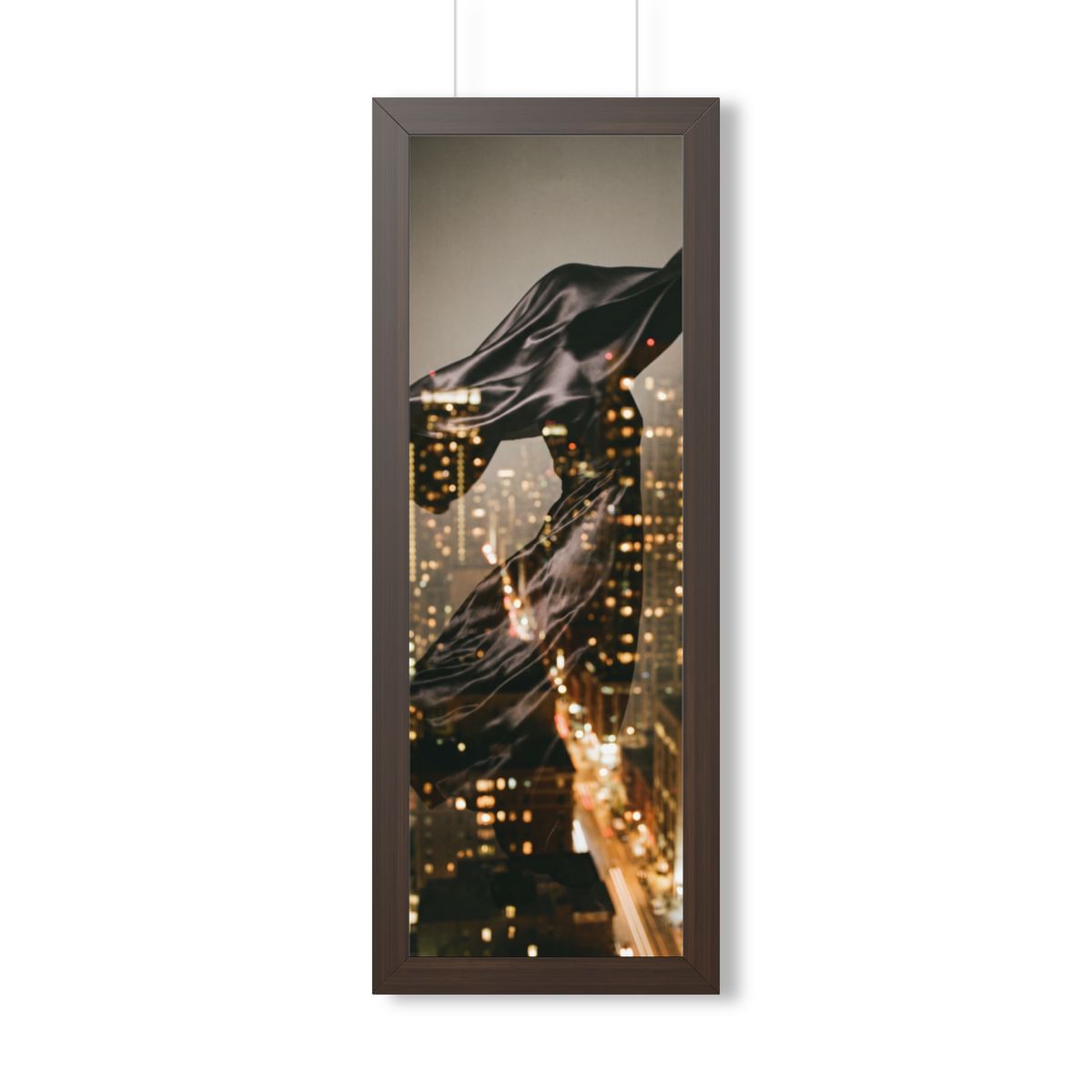 Framed Vertical Poster - Nocturnal City Metamorphosis Art —...