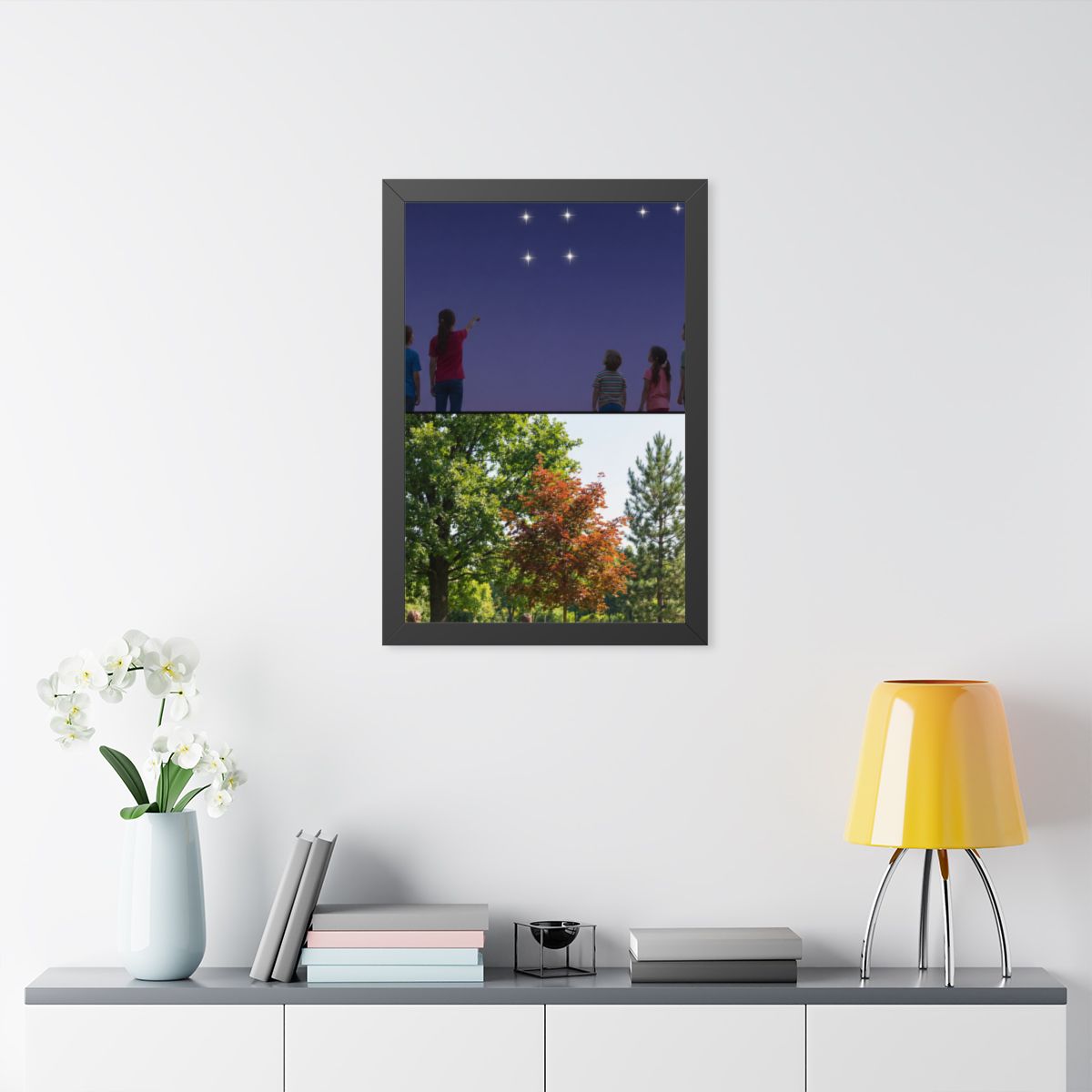 Framed Vertical Poster - Stardust & Forest Discovery — Black...