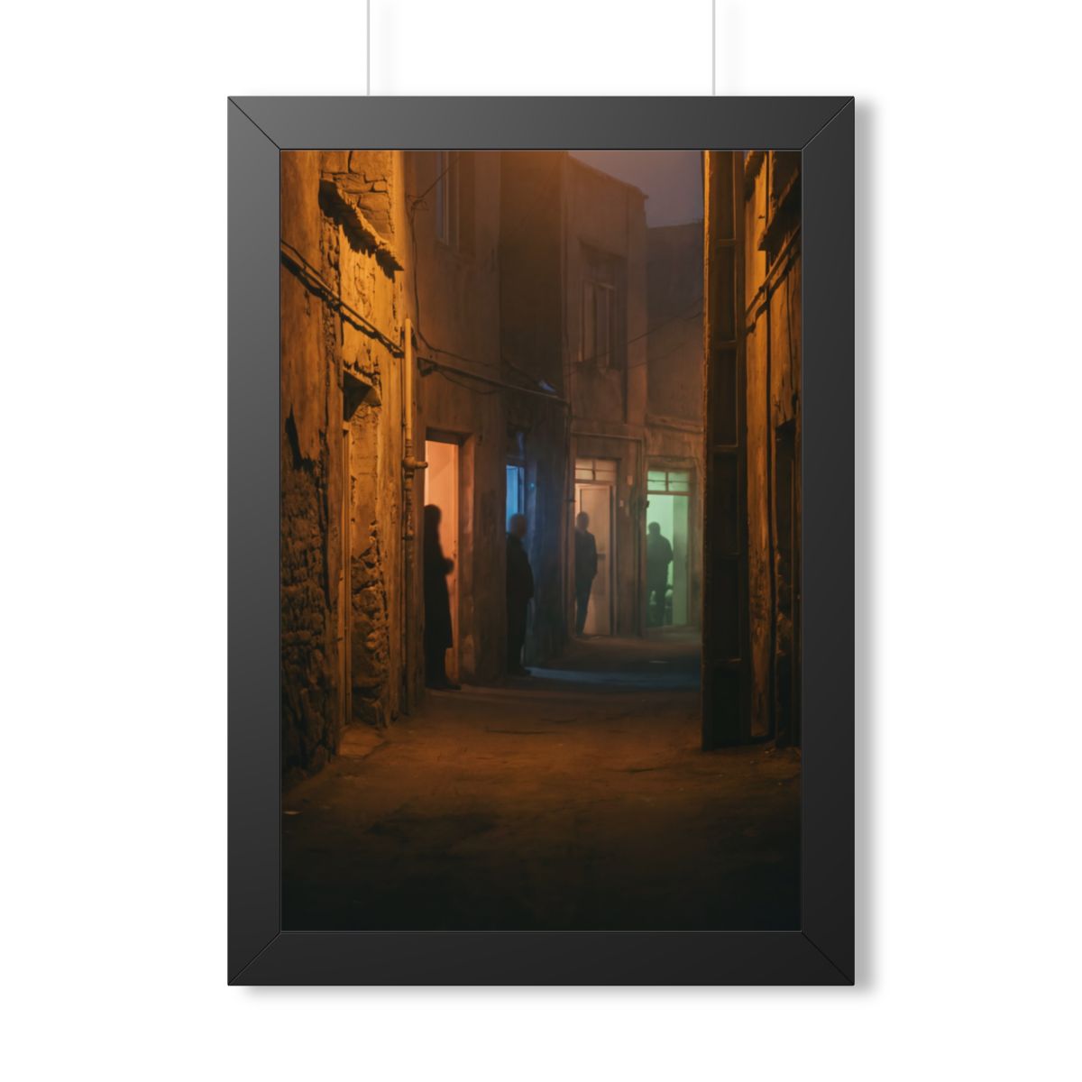 Framed Vertical Poster - Shadowed Alleyway Mystery Art Print...