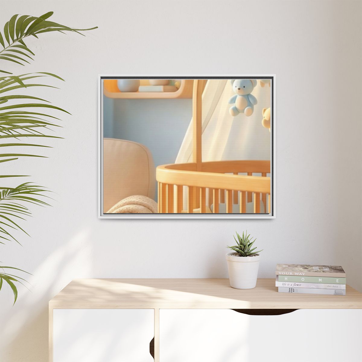 Matte Canvas, Framed - Dreamy Serene Nursery Art — White /...
