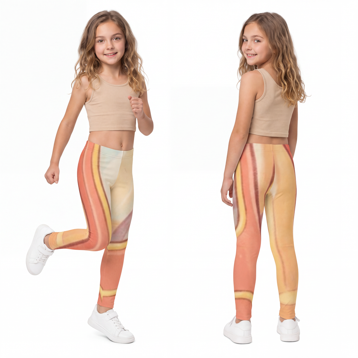 Kids Leggings - Playful Neighborhood Run | Echovira Gallery
