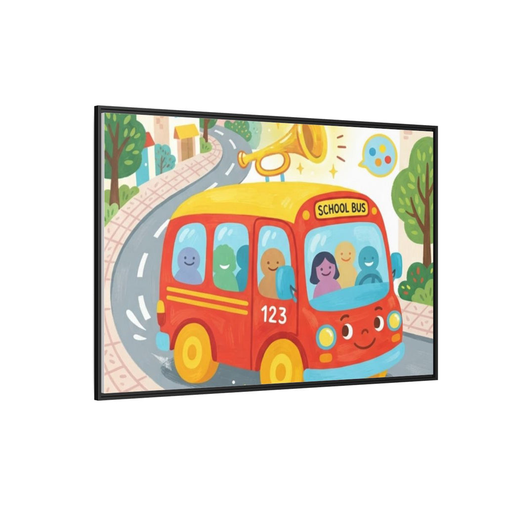 Matte Canvas - Framed Bus Town Canvas Art — Black / 1.25"......