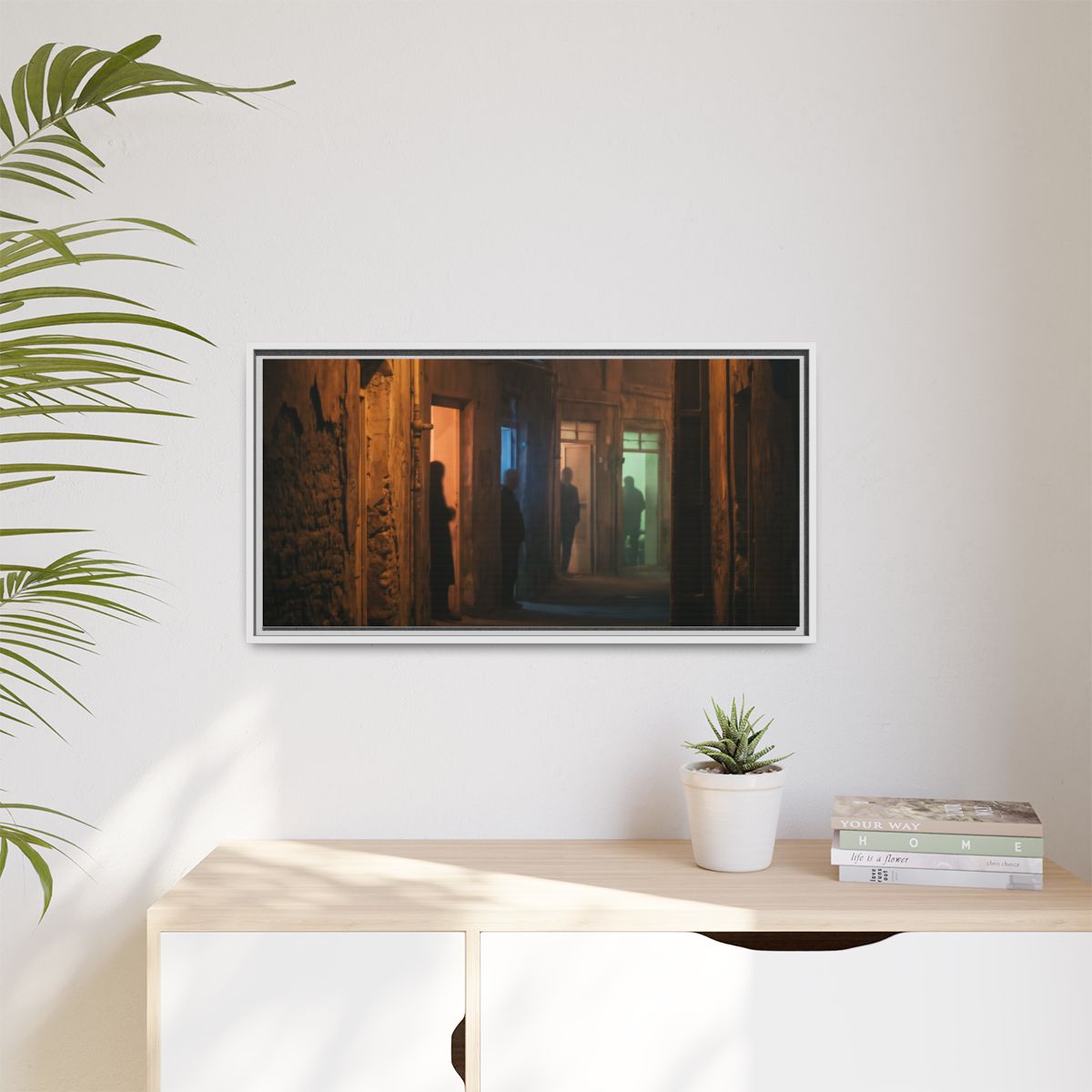Matte Canvas, Framed - Shadowed Alleyway Mystery Art Print...