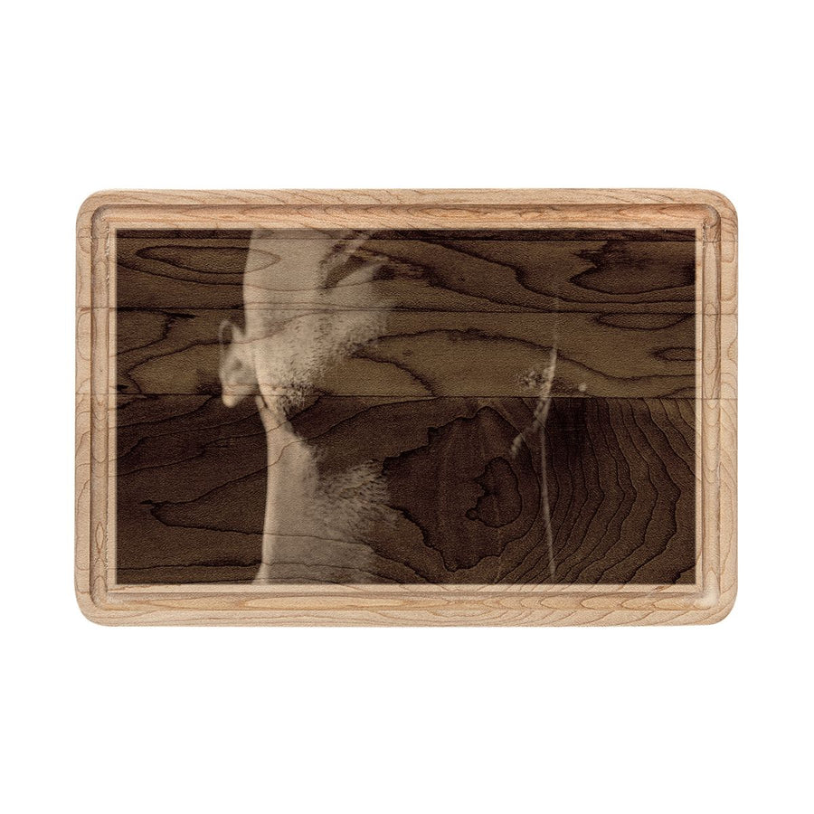 Wooden Cutting Board - Neon Shadows Cinematic Portrait Art