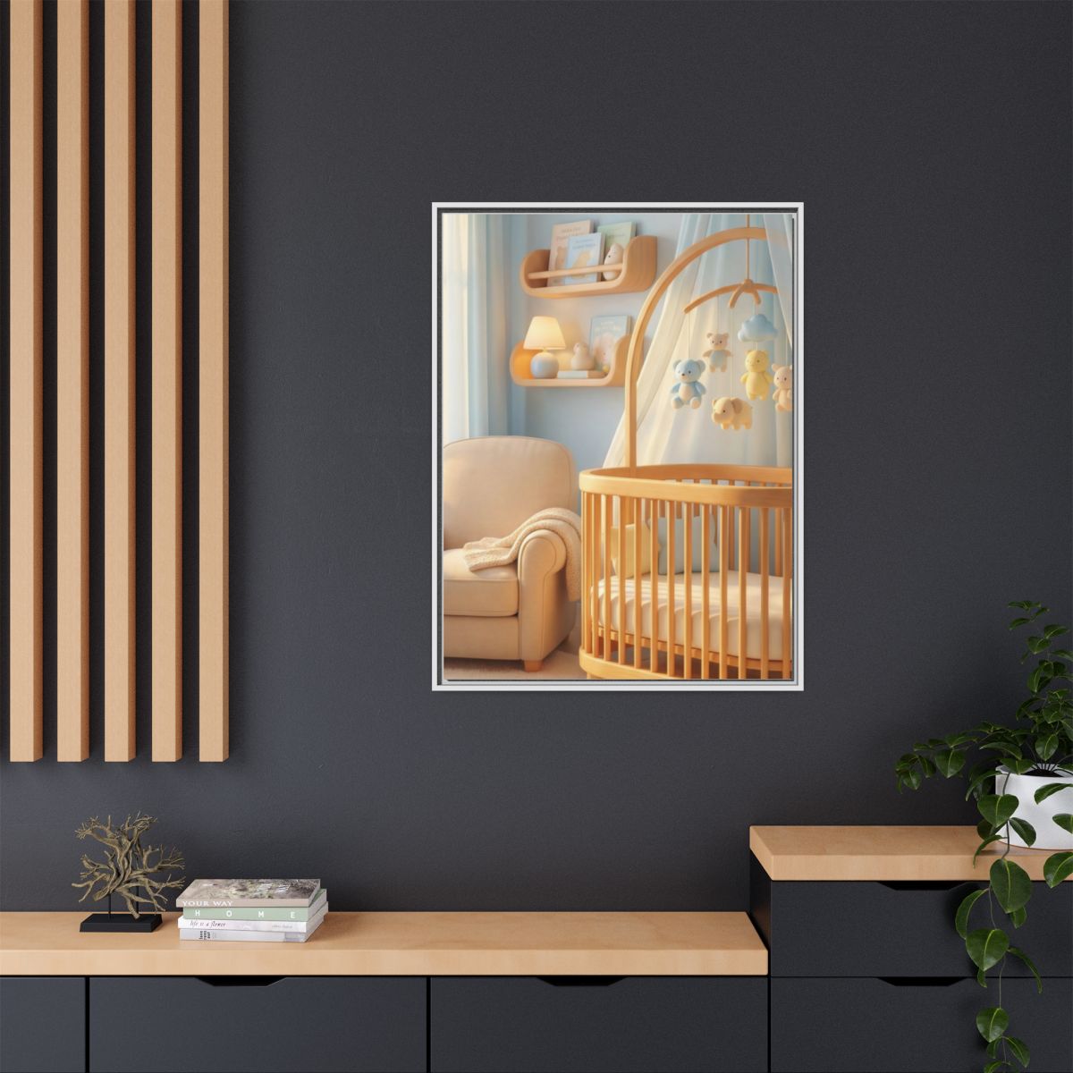 Matte Canvas, Framed - Dreamy Serene Nursery Art — White /...