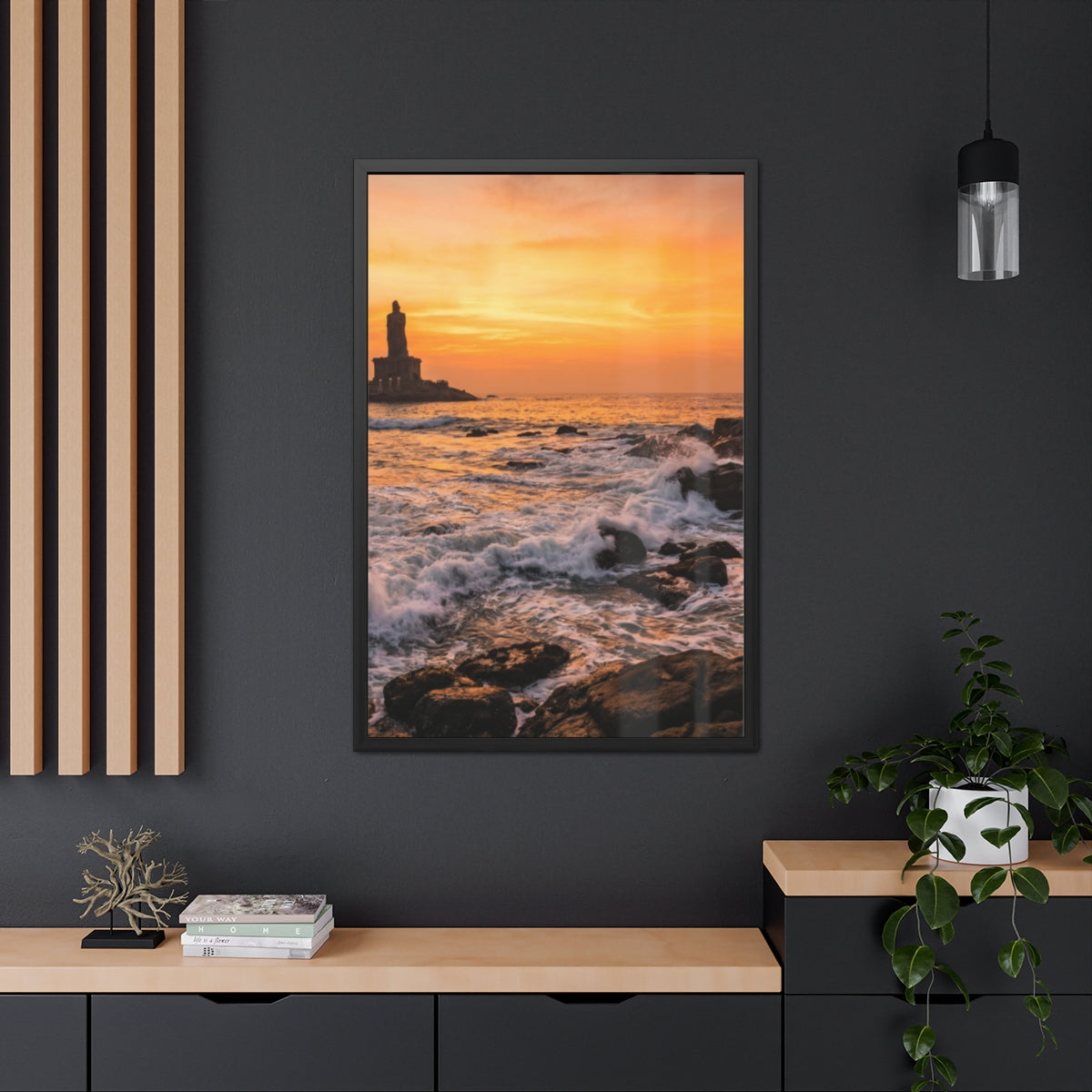 Framed Posters - Coastal Golden Glow — Portrait