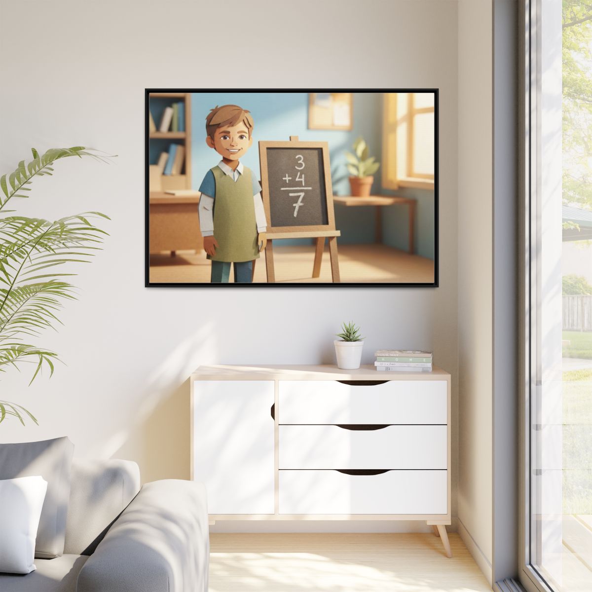 Matte Canvas Framed - Classroom Math Paper Art — Black /......