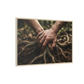 Framed Canvas Art with Forest Roots and Hands